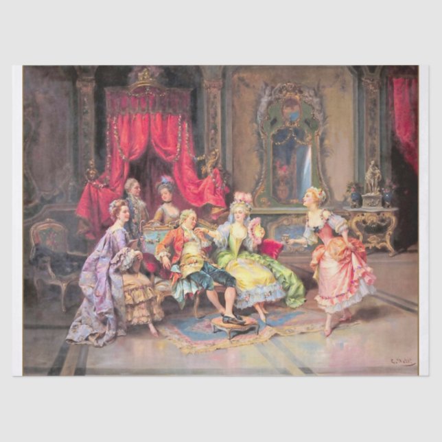 Papier Mousseline Vintage 18ème siècle Élégant découpage de parti (Recto)