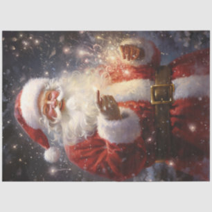 Papier Mousseline Vintage accueil Père Noël souriant avec lumières
