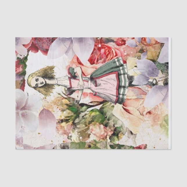 Papier Mousseline Vintage Alice au pays des merveilles (Recto)