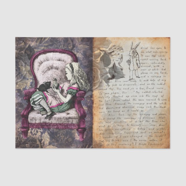 Papier Mousseline Vintage Alice au pays des merveilles  (Recto)