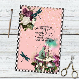 Papier Mousseline Vintage Alice au pays des merveilles Roses