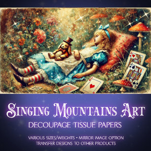 Papier Mousseline Vintage Alice Dreing In Wonderland Decoupage