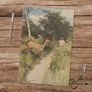 Papier Mousseline Vintage Alice's Adventures in Wonderland Deer