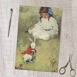 Papier Mousseline Vintage Alice's Adventures in Wonderland Rabbit