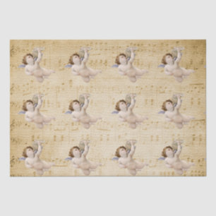 Papier Mousseline Vintage Angels Musical Notes Feuille Tissu Papier