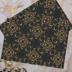 Papier Mousseline Vintage Antique Baroque Or Et Motif Noir