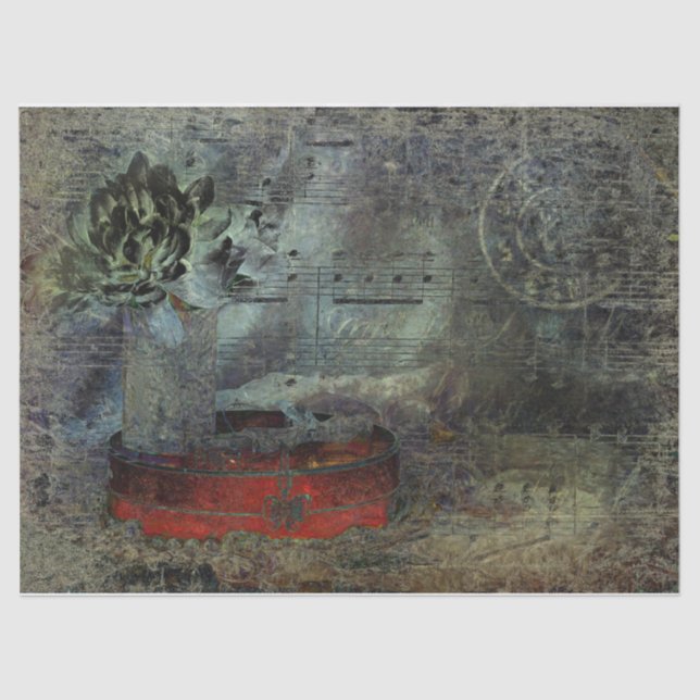 Papier Mousseline Vintage Antique Black Red Old Script Sheet Musique (Recto)