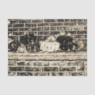 Papier Mousseline Vintage Antique Sepia Automne Citrouille brique