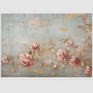 Papier Mousseline Vintage aquarelle rose rose faux or