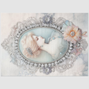 Papier Mousseline Vintage argent Victorian cadre avec femme portrait