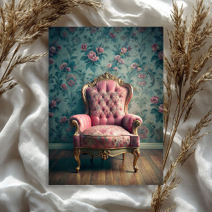 Papier Mousseline Vintage baroque shabby chic fauteuil rose rose