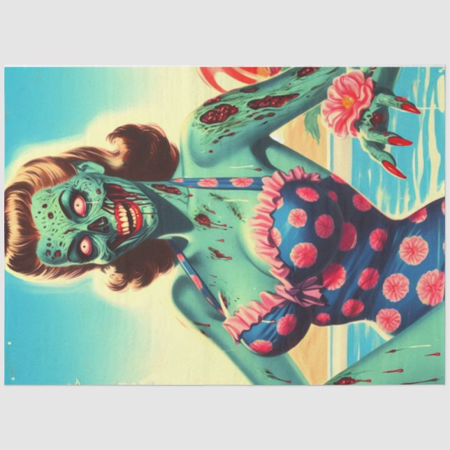 Papier Mousseline Vintage Beach Zombie Pin-up (Recto)