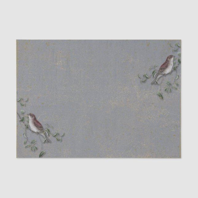 Papier Mousseline Vintage Bird and Branches (Recto)