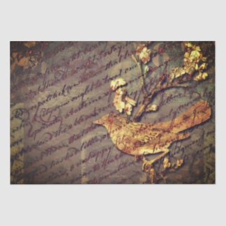 Papier Mousseline Vintage Bird & Script Un Découpage Chic Shabby