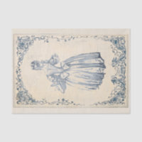 Vintage Bleu Français Lady Swan Frame Découpage