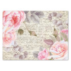 Vintage Blush Floral Roses Old Letter Decoupage