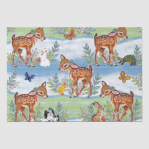 Papier Mousseline Vintage Bois Foi Lapin Canard Chiot Chiot Enfant b