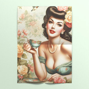 Papier Mousseline Vintage broche florale vers le haut
