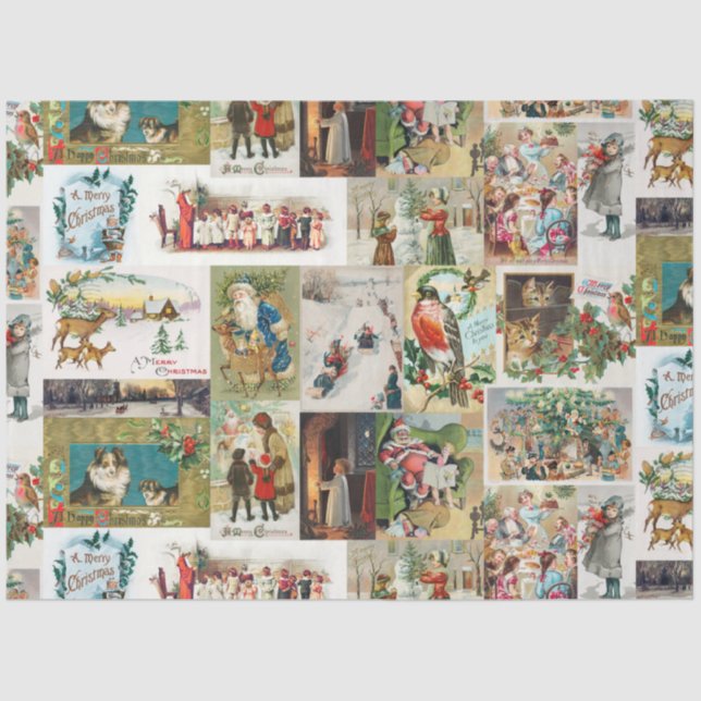 Papier Mousseline Vintage Christmas Antique Collage (Recto)