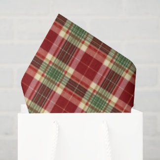 Papier Mousseline Vintage Christmas Cottagecore Red Green Plaid