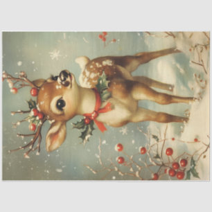 Papier Mousseline Vintage Christmas Deer
