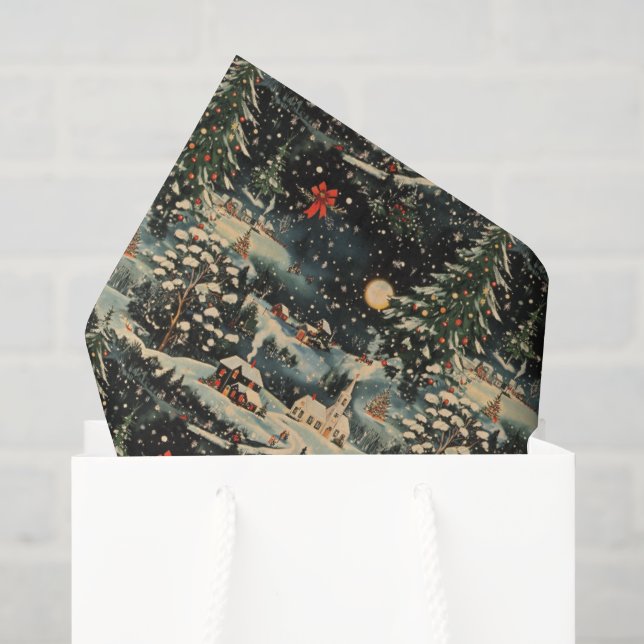 Papier Mousseline Vintage Christmas Holiday (Sac cadeau)