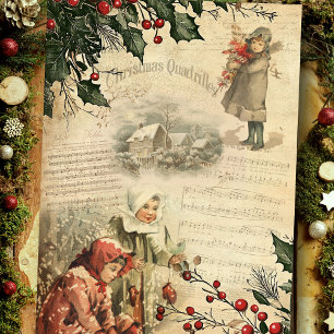 Papier Mousseline Vintage Christmas Holly, Enfants, Découpage de mus