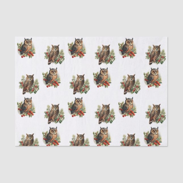 Papier Mousseline Vintage Christmas Owl (Recto)