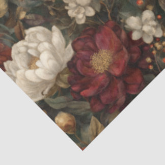 Papier Mousseline Vintage Christmas Red and Winter White Floral