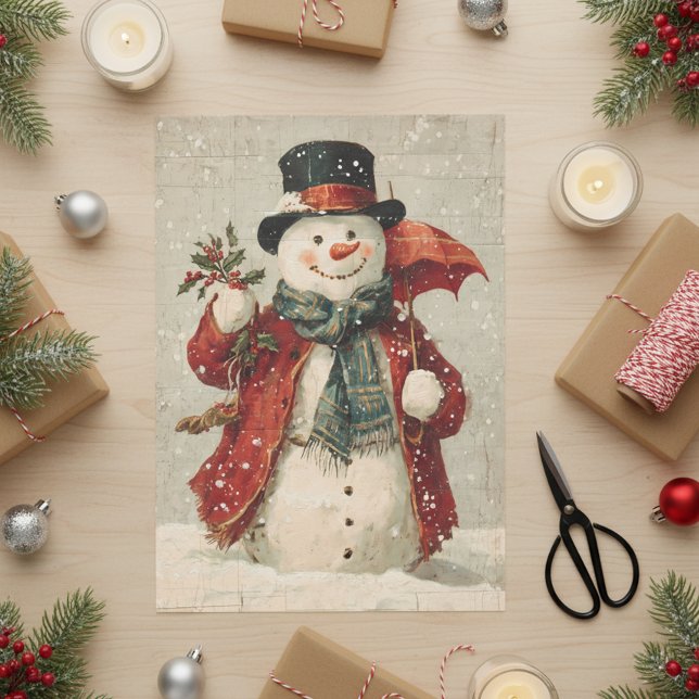Papier Mousseline Vintage Christmas Snowman (Créateur téléchargé)