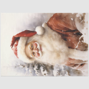 Papier Mousseline Vintage classique Père Noël souriant dans la forêt