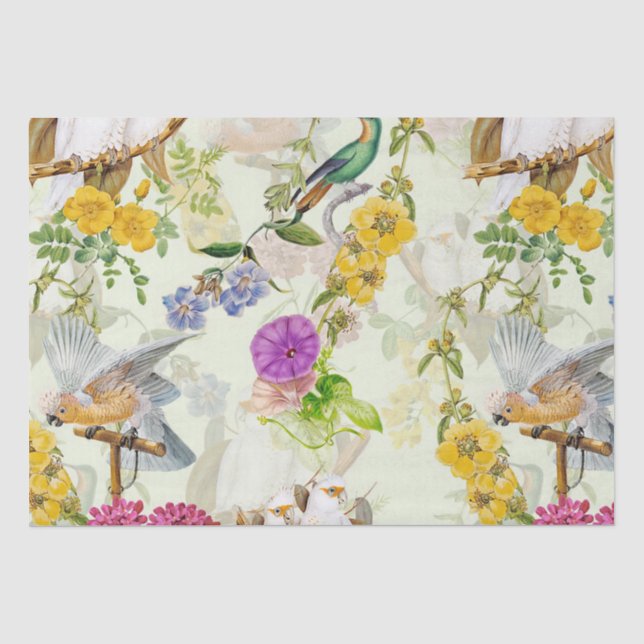 Papier Mousseline Vintage Cockatoo Jungle 3 (Recto)