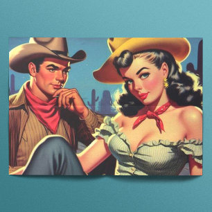 Papier Mousseline Vintage Cowboy et Cowgirl