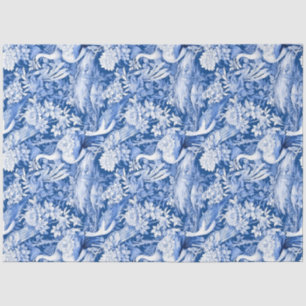 Papier Mousseline Vintage delft bleu Chinoiserie china oiseaux fleur