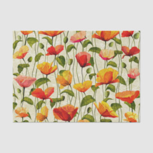 Papier Mousseline Vintage. Des pavots.
