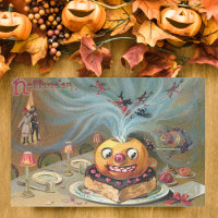 Vintage effraction Jack-O-Lantern avec sorcières e