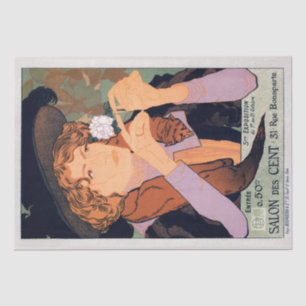 Papier Mousseline Vintage Elegante Lady French Poster Decoupage