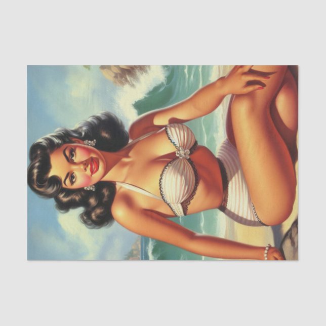 Papier Mousseline Vintage Été Plage Pin (Recto)