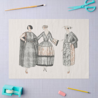 Papier Mousseline Vintage Fashion Plates Women Decoupage