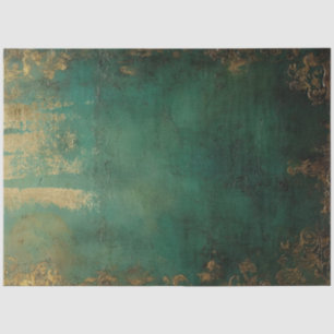 Papier Mousseline Vintage faux or ornement baroque vert émeraude