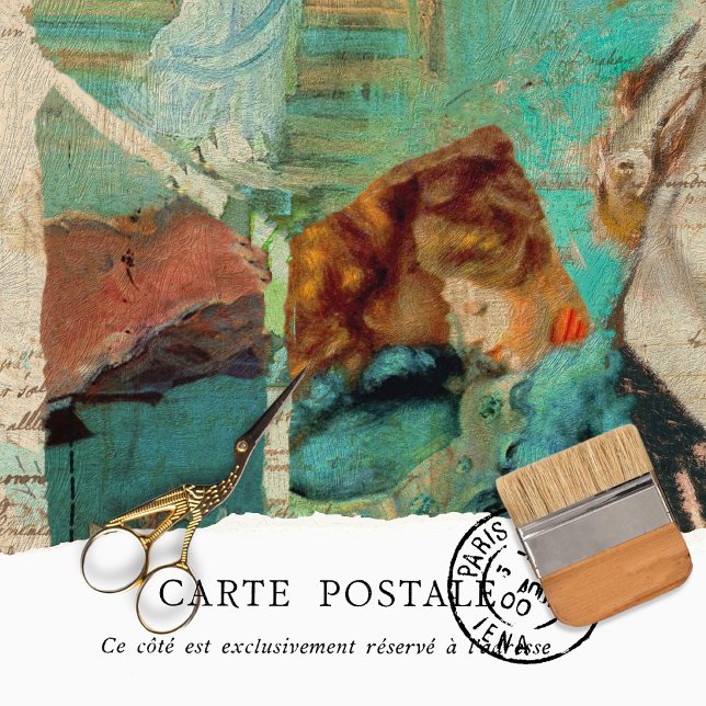 Papier Mousseline Vintage Femmes Rustique Vert Texture Découpage (Créateur téléchargé)