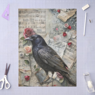 Papier Mousseline Vintage feuille florale victorienne Musique & corb