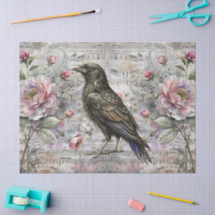 Papier Mousseline Vintage feuille florale victorienne Musique & corb