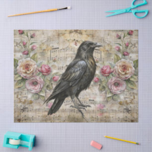 Papier Mousseline Vintage feuille florale victorienne Musique & corb