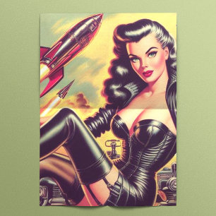 Papier Mousseline Vintage fille en cuir Sci-Fi