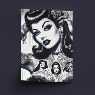 Papier Mousseline Vintage fille Goth tatouée