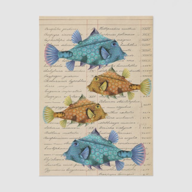 Papier Mousseline Vintage Fish decoupage (Recto)