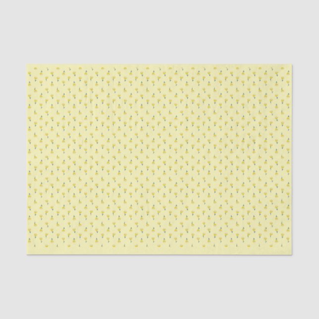 Papier Mousseline Vintage Fleurs Jaunes (Recto)