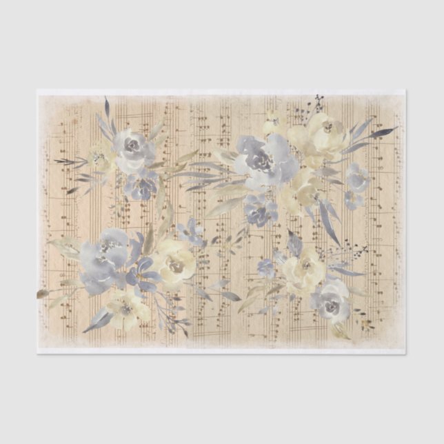 Papier Mousseline vintage fleurs vieux (Recto)