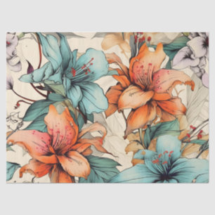 Papier Mousseline Vintage floral blanc brillant inspiré